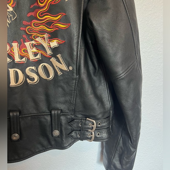 Authentic Ladies Harley Davidson Black Leather Riding Jacket Size M - Picture 9 of 10